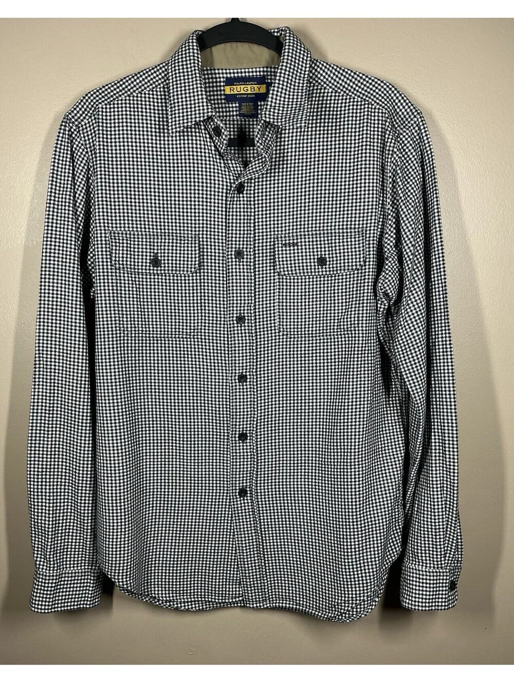 Ralph Lauren Polo shirt men Medium Houndstooth Rugby